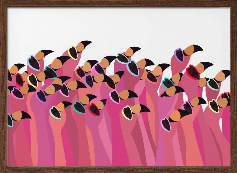 Flock flamingo white - Stretched Canvas, Poster or Fine Art Print I Heart Wall Art