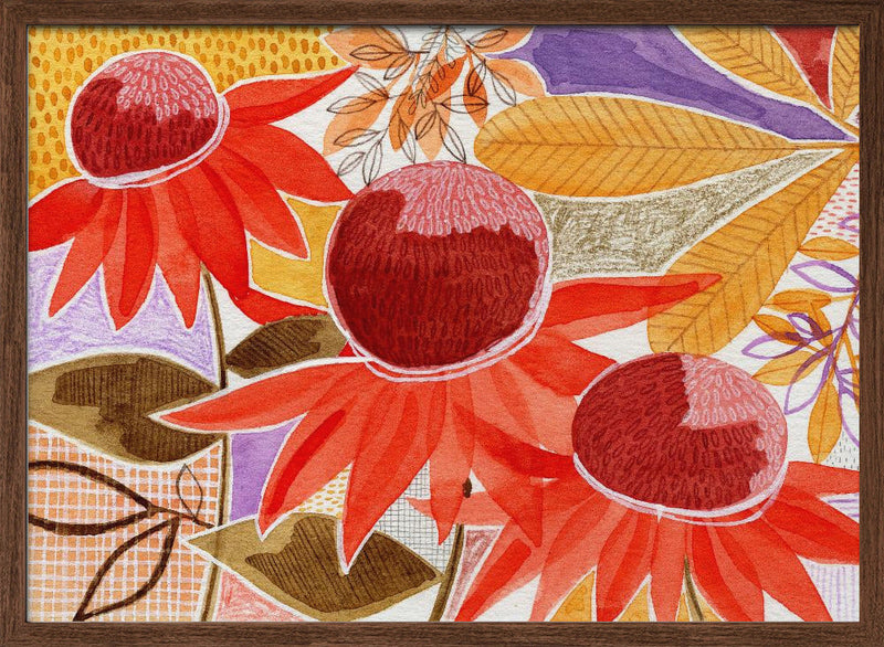 Layered Botanical Watercolour - Stretched Canvas, Poster or Fine Art Print I Heart Wall Art