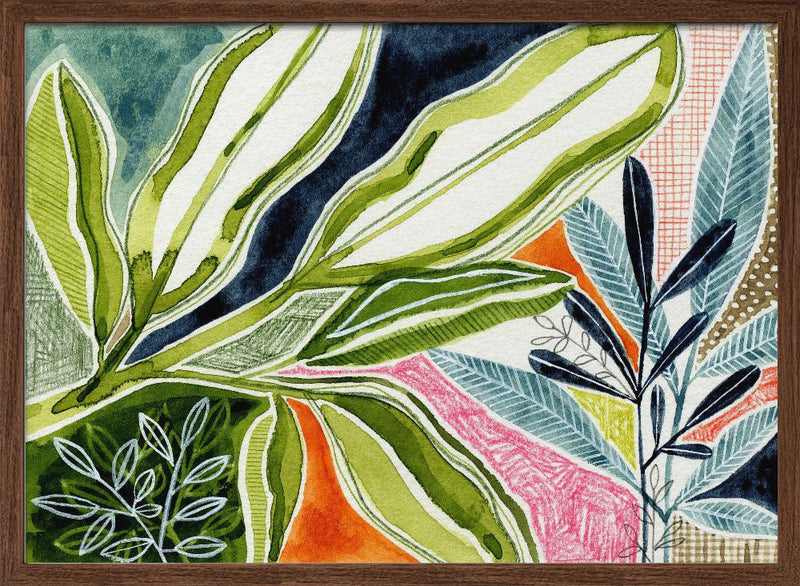 Layered Botanical Watercolour - Stretched Canvas, Poster or Fine Art Print I Heart Wall Art