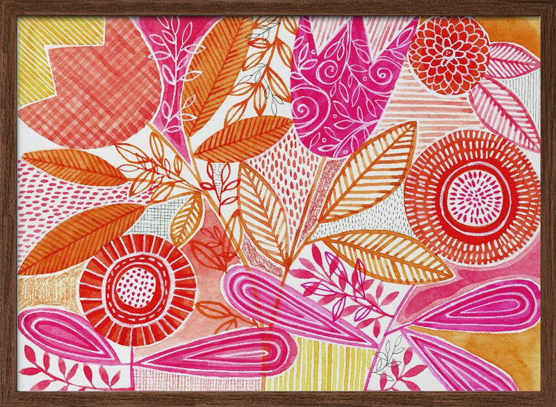 Layered Botanical Watercolour - Stretched Canvas, Poster or Fine Art Print I Heart Wall Art