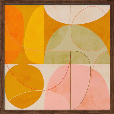 Mid Century Curry Yellow Blush Spring2 - Square Stretched Canvas, Poster or Fine Art Print I Heart Wall Art