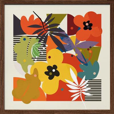 Circles Minimal Flower - Square Stretched Canvas, Poster or Fine Art Print I Heart Wall Art