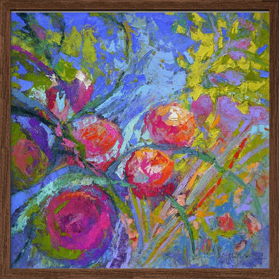 Vivid Blooms Dance - Square Stretched Canvas, Poster or Fine Art Print I Heart Wall Art