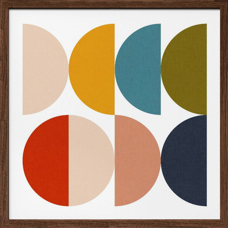 Mid Century Geometric Color Play - Square Stretched Canvas, Poster or Fine Art Print I Heart Wall Art