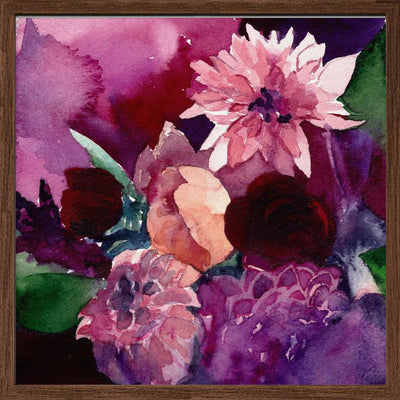 Dahlias Small - Square Stretched Canvas, Poster or Fine Art Print I Heart Wall Art