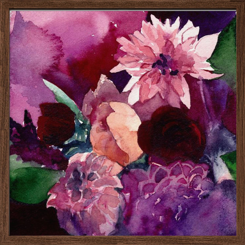 Dahlias Small - Square Stretched Canvas, Poster or Fine Art Print I Heart Wall Art