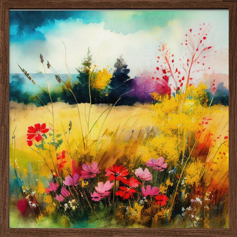 Idyllic Meadow (2) - Square Stretched Canvas, Poster or Fine Art Print I Heart Wall Art