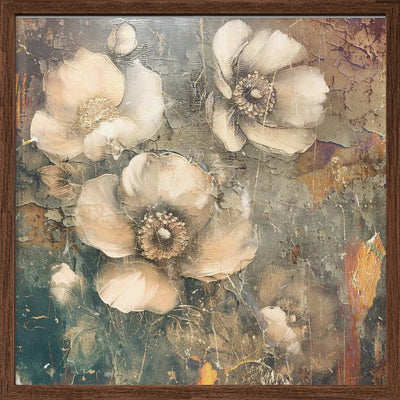 Flowers Floral Art Illustration 10 - Square Stretched Canvas, Poster or Fine Art Print I Heart Wall Art