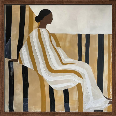 Lady In Stripes - Square Stretched Canvas, Poster or Fine Art Print I Heart Wall Art