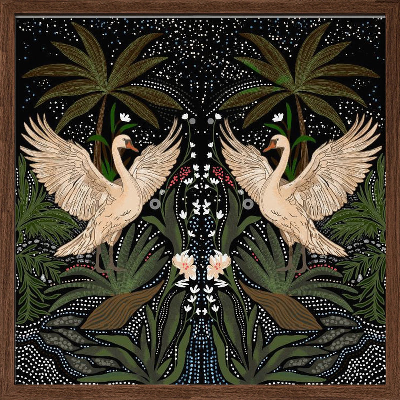 Swan Dance - Square Stretched Canvas, Poster or Fine Art Print I Heart Wall Art