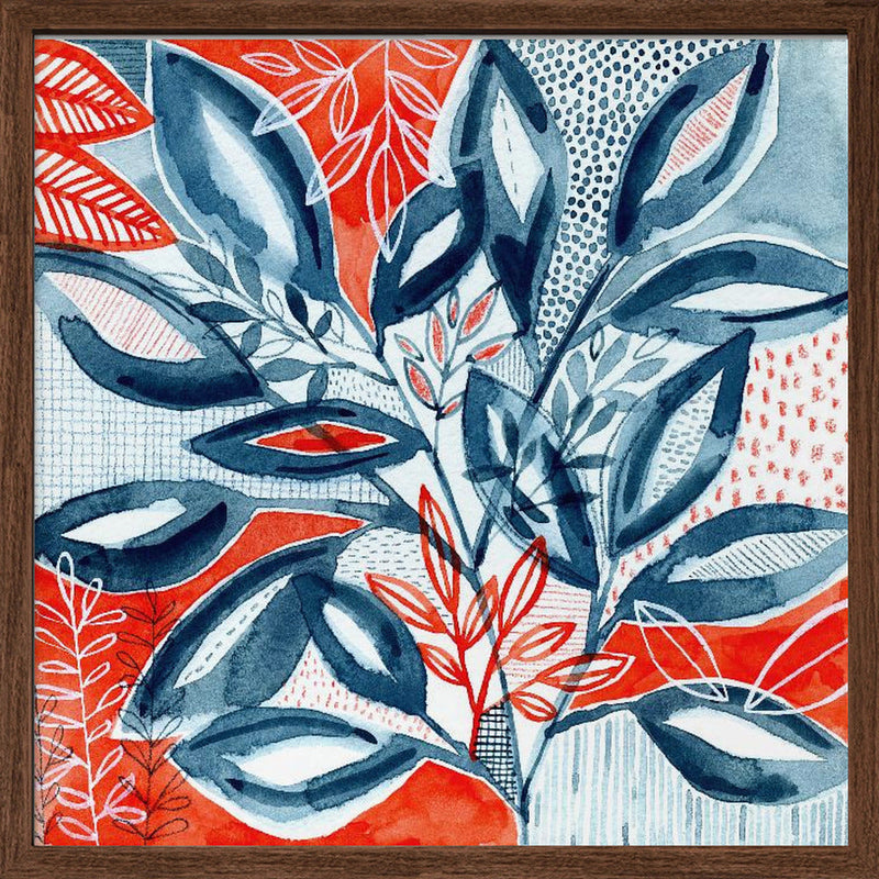 Layered Botanical Watercolour - Square Stretched Canvas, Poster or Fine Art Print I Heart Wall Art