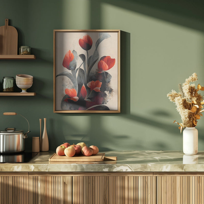 Red Tulips - Stretched Canvas, Poster or Fine Art Print I Heart Wall Art