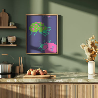 Midnight Ladybugs - Stretched Canvas, Poster or Fine Art Print I Heart Wall Art