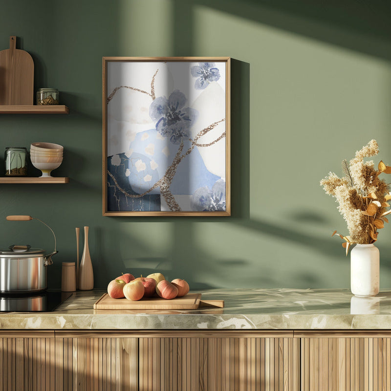 Floral Blue-3 - Stretched Canvas, Poster or Fine Art Print I Heart Wall Art