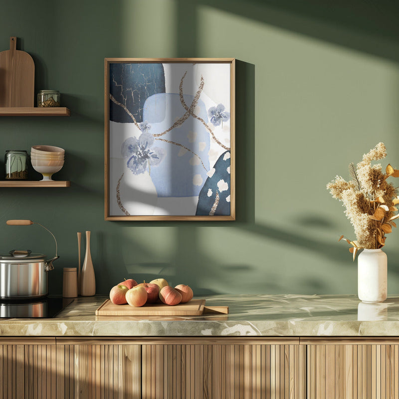 Floral Blue-2 - Stretched Canvas, Poster or Fine Art Print I Heart Wall Art