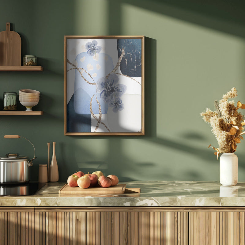 Floral Blue-1 - Stretched Canvas, Poster or Fine Art Print I Heart Wall Art