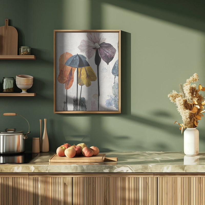 Umbrella Flowers No2 - Stretched Canvas, Poster or Fine Art Print I Heart Wall Art