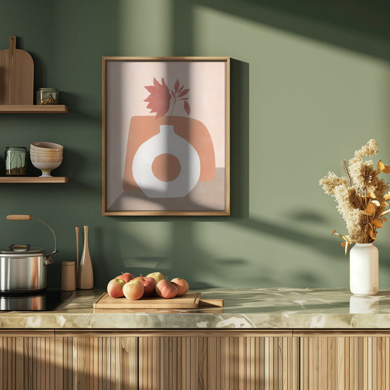 Vase and Leaves - Stretched Canvas, Poster or Fine Art Print I Heart Wall Art