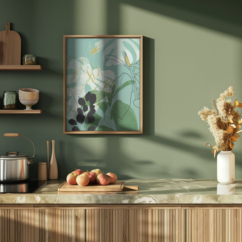 Leaves Line Boho2 - Stretched Canvas, Poster or Fine Art Print I Heart Wall Art