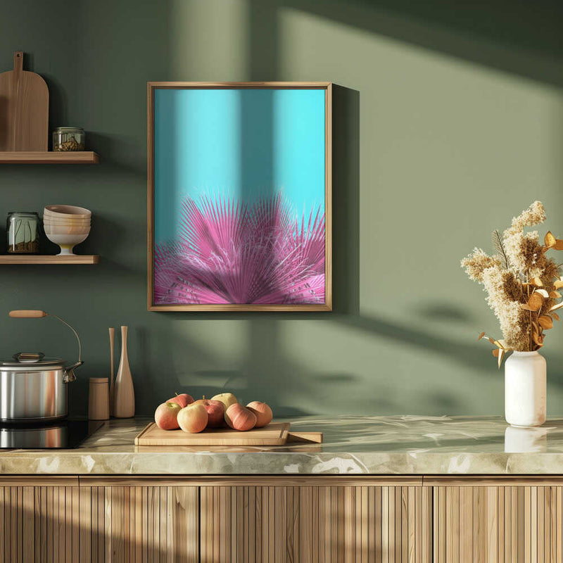 Electric Pink Palm Fronds - Stretched Canvas, Poster or Fine Art Print I Heart Wall Art