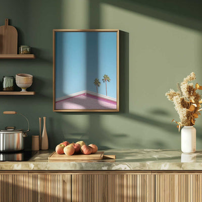 Pink Roofline with Palm Trees - Stretched Canvas, Poster or Fine Art Print I Heart Wall Art