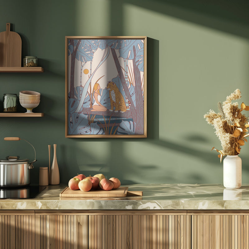 The Girl and the Leopard - Stretched Canvas, Poster or Fine Art Print I Heart Wall Art