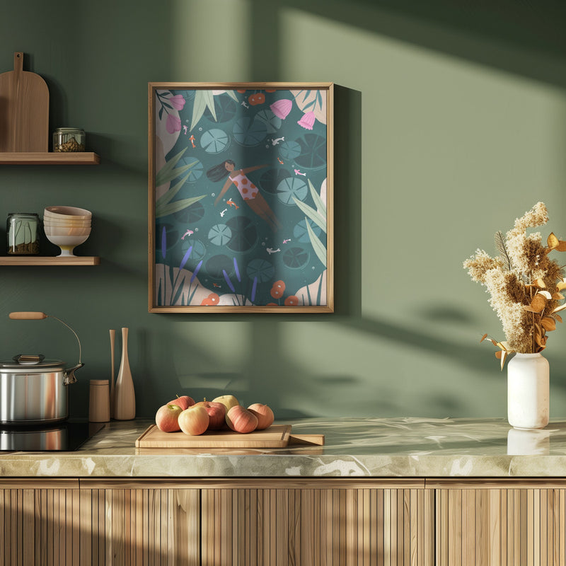 Wild Swimming - Stretched Canvas, Poster or Fine Art Print I Heart Wall Art