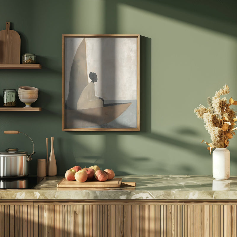 Woman On Boat - Stretched Canvas, Poster or Fine Art Print I Heart Wall Art