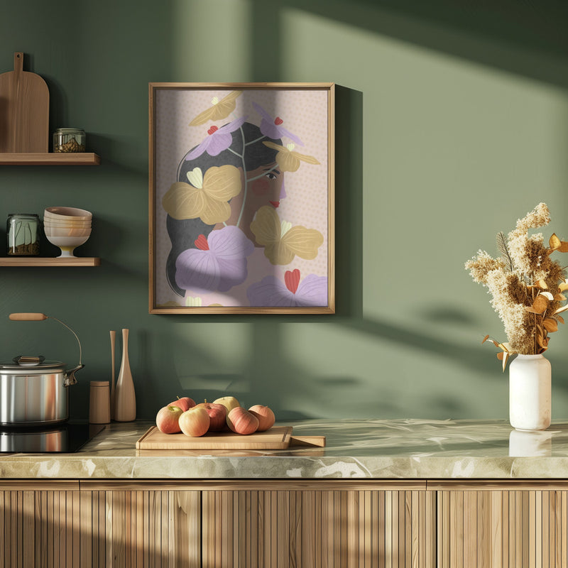 Hidden behind yellow purple flowers - Stretched Canvas, Poster or Fine Art Print I Heart Wall Art