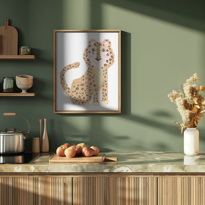 Cute Sitting Leopard - Stretched Canvas, Poster or Fine Art Print I Heart Wall Art