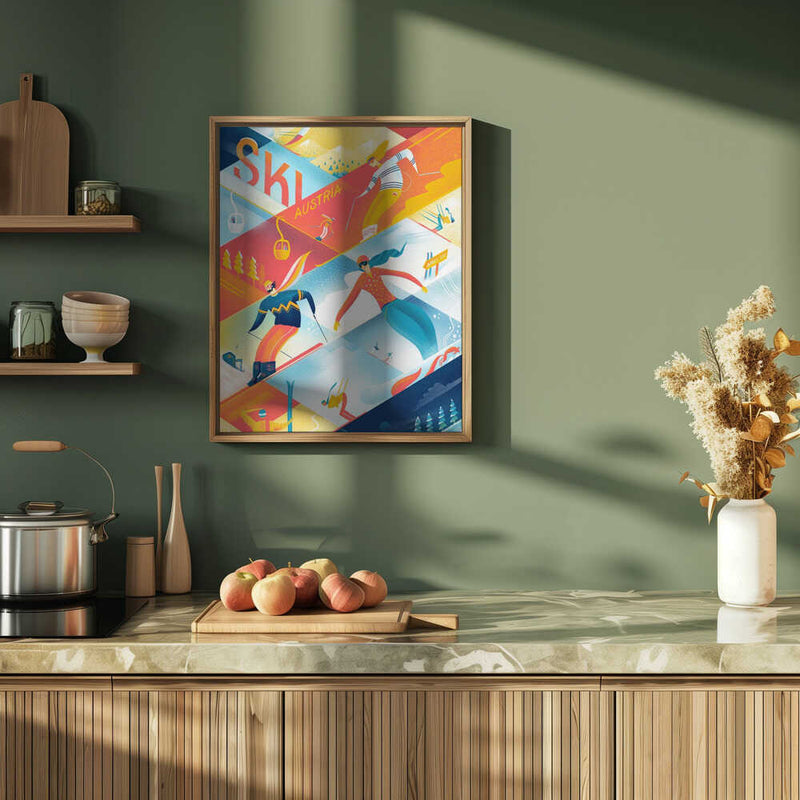 Ski the Lines - Stretched Canvas, Poster or Fine Art Print