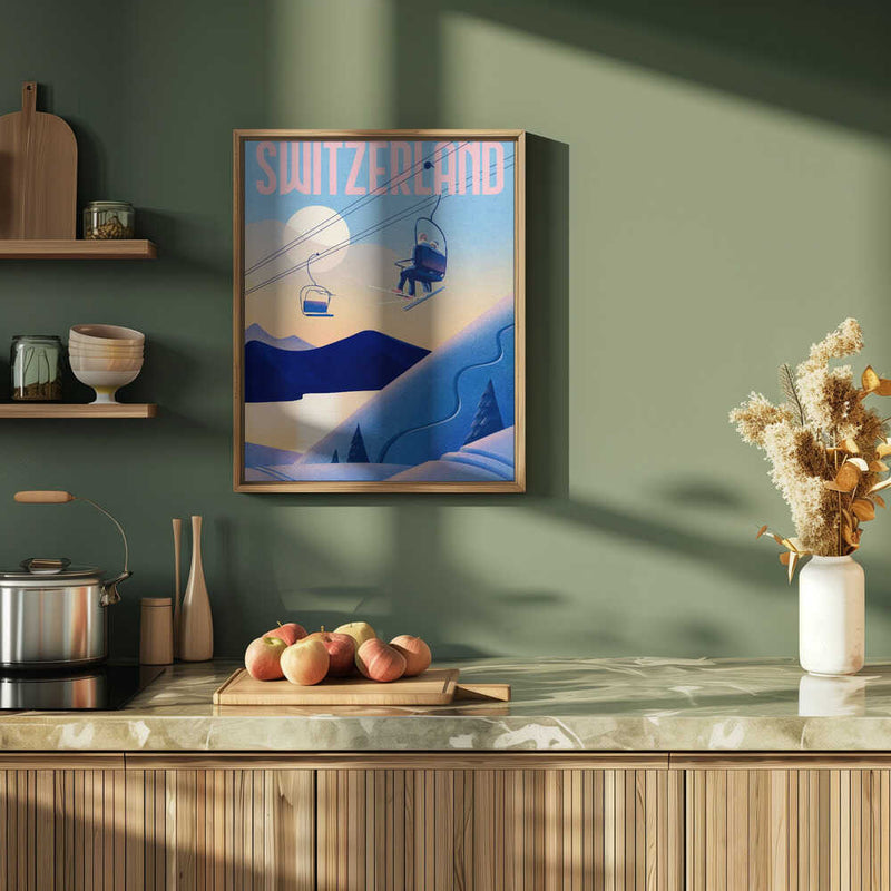 Ski Switzerland - Stretched Canvas, Poster or Fine Art Print
