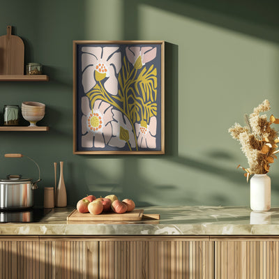 Backyard flower midnight blue - Stretched Canvas, Poster or Fine Art Print I Heart Wall Art