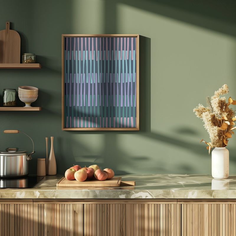 Block print geometrics stripes dark blue - Stretched Canvas, Poster or Fine Art Print I Heart Wall Art