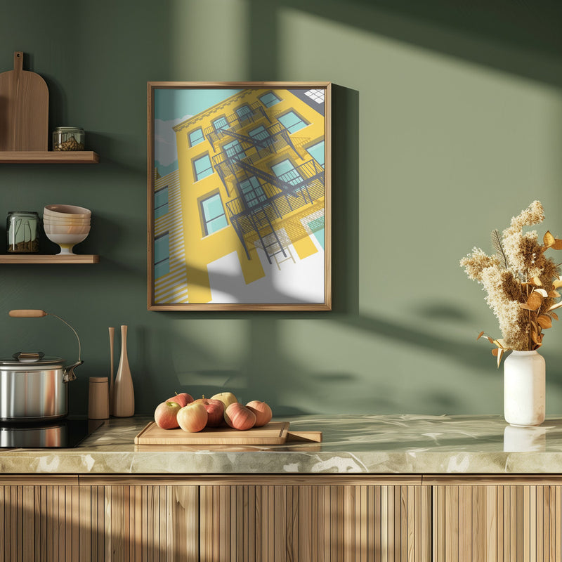 NYC Brooklyn Yellow - Stretched Canvas, Poster or Fine Art Print I Heart Wall Art