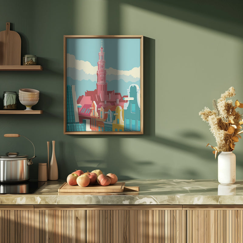 Amsterdam Westerkerk Jordaan - Stretched Canvas, Poster or Fine Art Print I Heart Wall Art