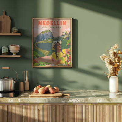 Medellin Colombia Travel Poster - Stretched Canvas, Poster or Fine Art Print I Heart Wall Art