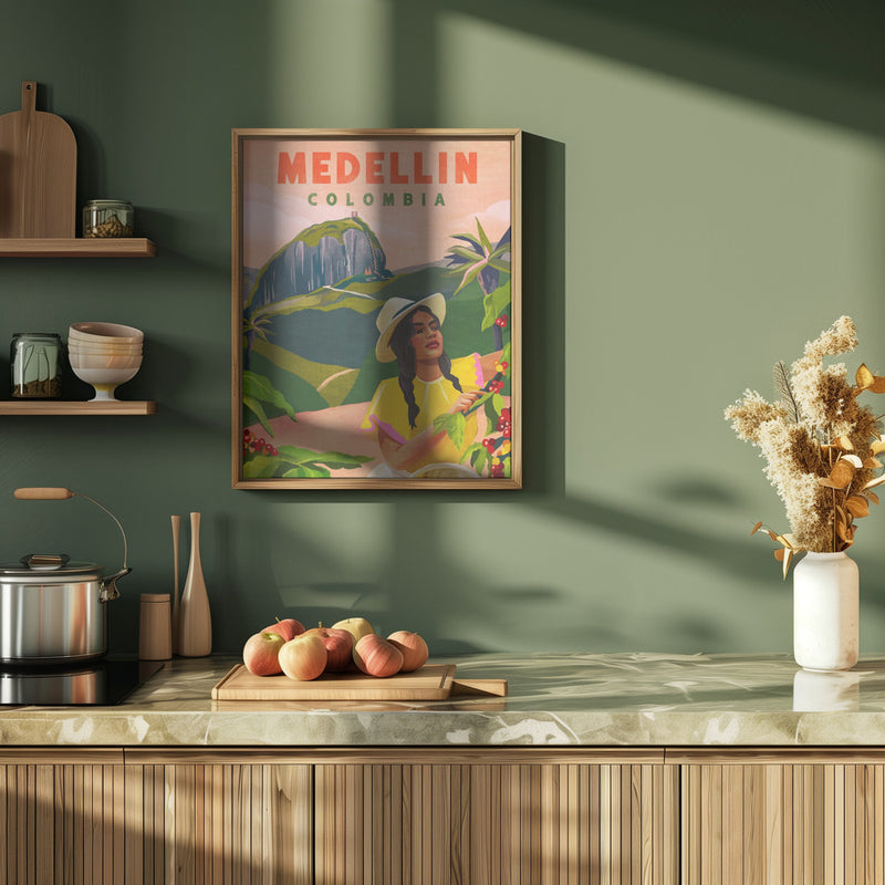 Medellin Colombia Travel Poster - Stretched Canvas, Poster or Fine Art Print I Heart Wall Art