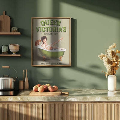 Queen Victoria English Gin Bath Pinup Girl - Stretched Canvas, Poster or Fine Art Print I Heart Wall Art