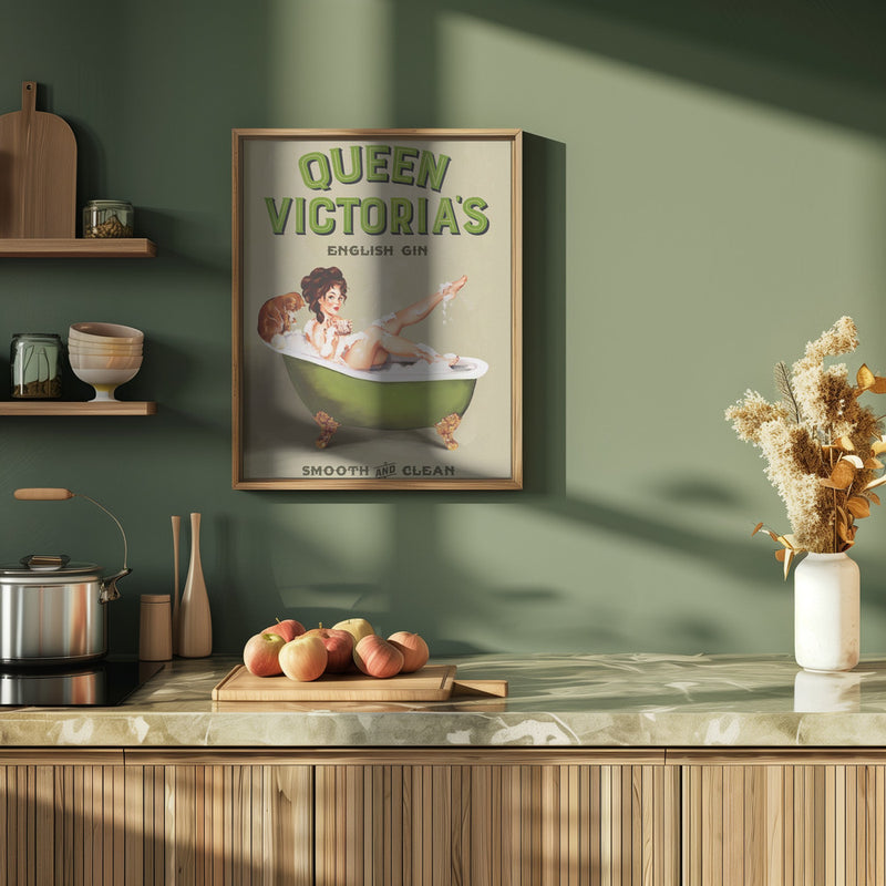 Queen Victoria English Gin Bath Pinup Girl - Stretched Canvas, Poster or Fine Art Print I Heart Wall Art