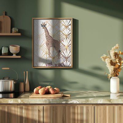 Giraffe Rollerskates Art Deco - Stretched Canvas, Poster or Fine Art Print I Heart Wall Art