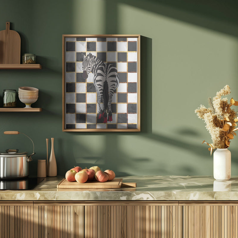 Zebra Heels Checkerboard - Stretched Canvas, Poster or Fine Art Print I Heart Wall Art
