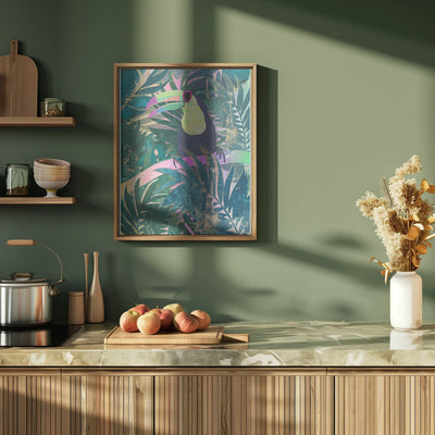 Jungle Rainbow Toucan - Stretched Canvas, Poster or Fine Art Print I Heart Wall Art