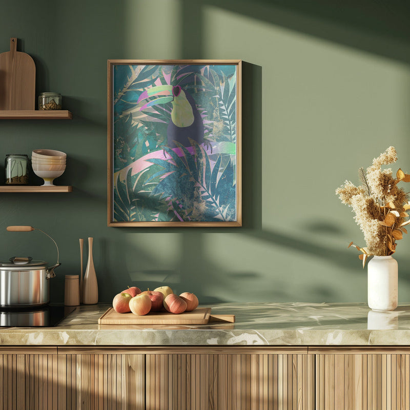 Jungle Rainbow Toucan - Stretched Canvas, Poster or Fine Art Print I Heart Wall Art