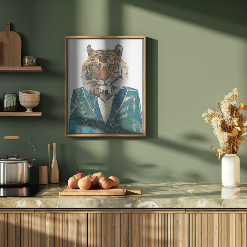 Tiger Jugnle Jacket 3 - Stretched Canvas, Poster or Fine Art Print I Heart Wall Art