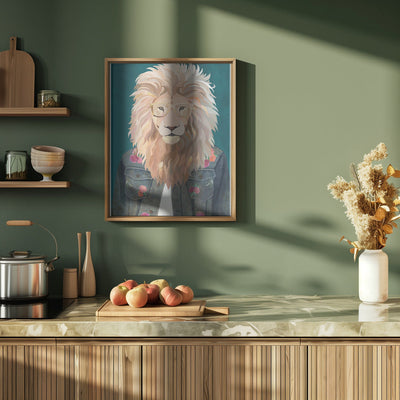 Golden fashion lion 2 - Stretched Canvas, Poster or Fine Art Print I Heart Wall Art