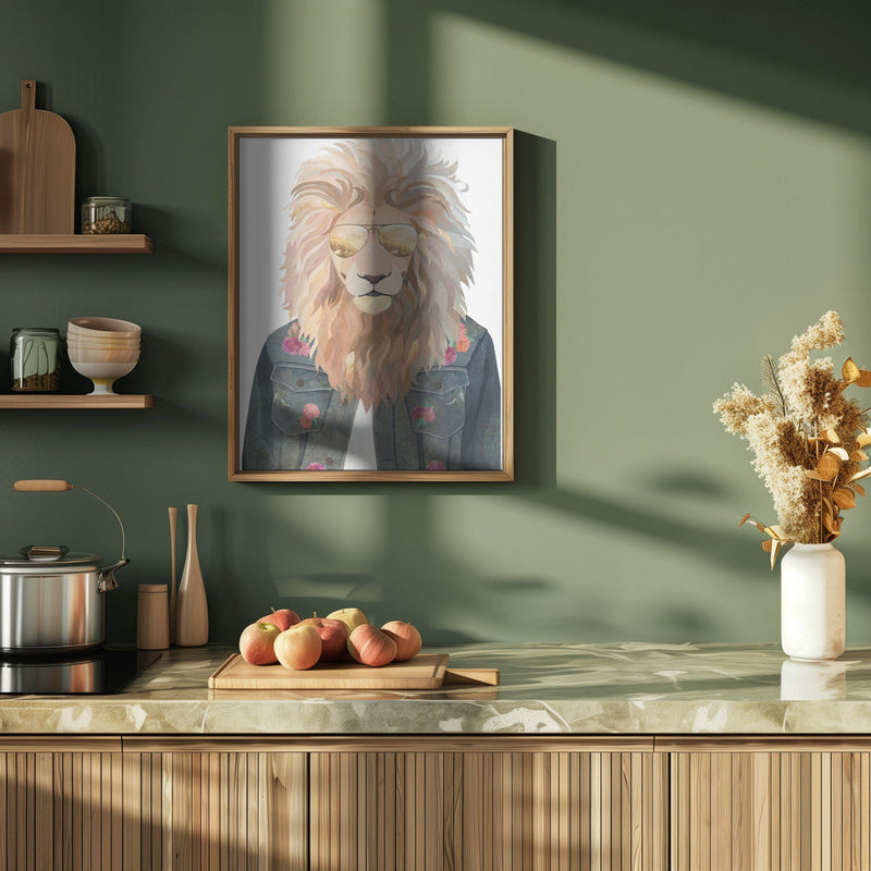 Golden fashion lion 3 - Stretched Canvas, Poster or Fine Art Print I Heart Wall Art