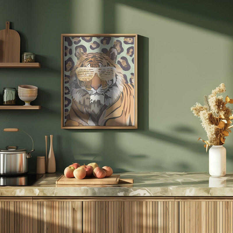 Leopard Print Tiger Green - Stretched Canvas, Poster or Fine Art Print I Heart Wall Art