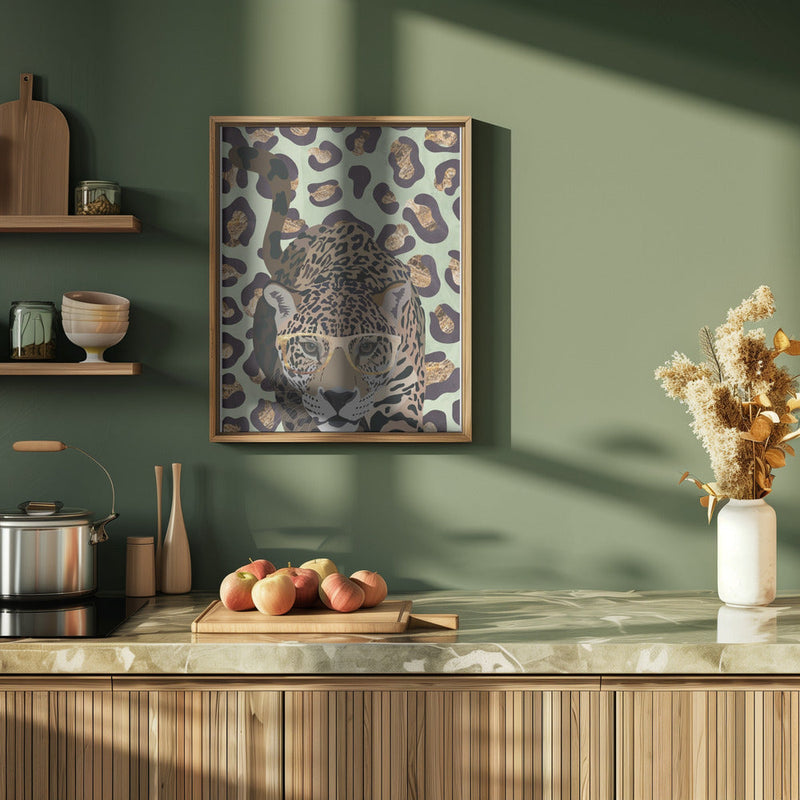 Leopard Print Jag Green - Stretched Canvas, Poster or Fine Art Print I Heart Wall Art