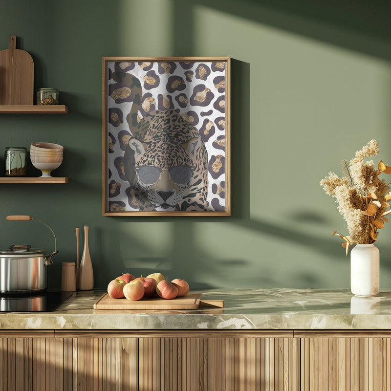 Leopard Print Jaguar Grey - Stretched Canvas, Poster or Fine Art Print I Heart Wall Art